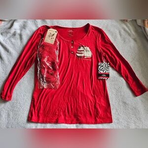 Cozy Couture Christmas Top With Cats On It & Pair Of Socks